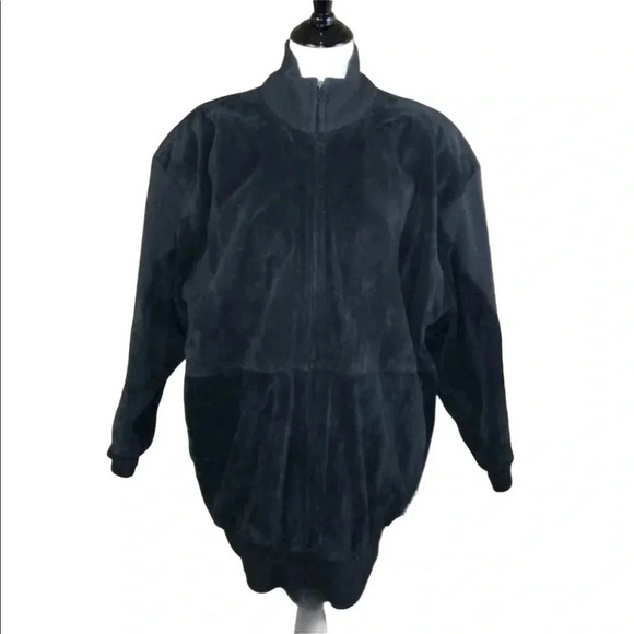 Vintage Joseph‎ the Furrier Lanna oversized L Black suede coat Retro Mobwife
